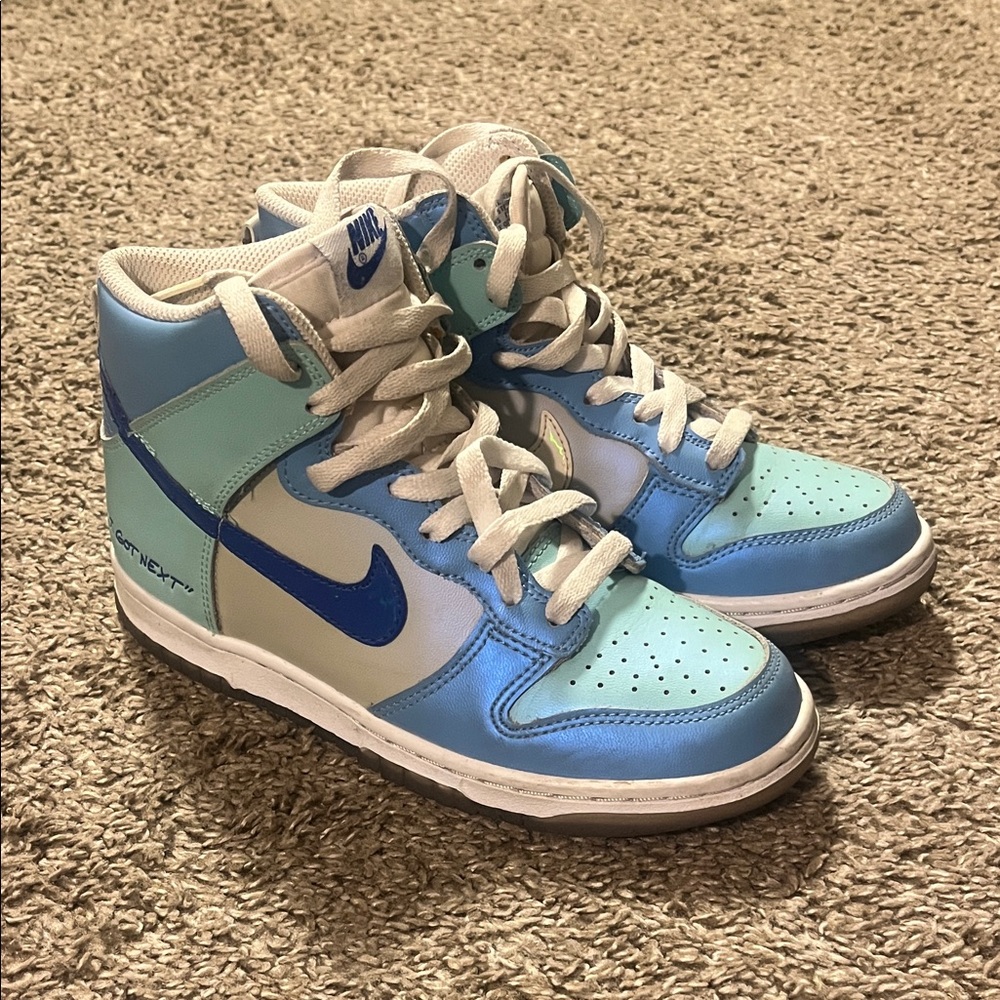 Nike Kids' High-Top Sneakers in Light Blue and Mint Green